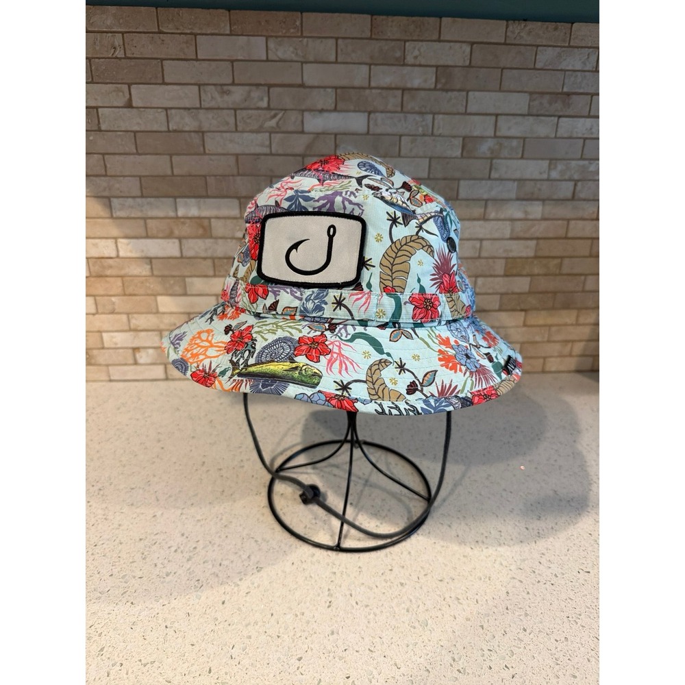 AVID Sportswear Fishing Bucket Hat Tropical Fish Hook Boonie Sun Hat Chin Cord